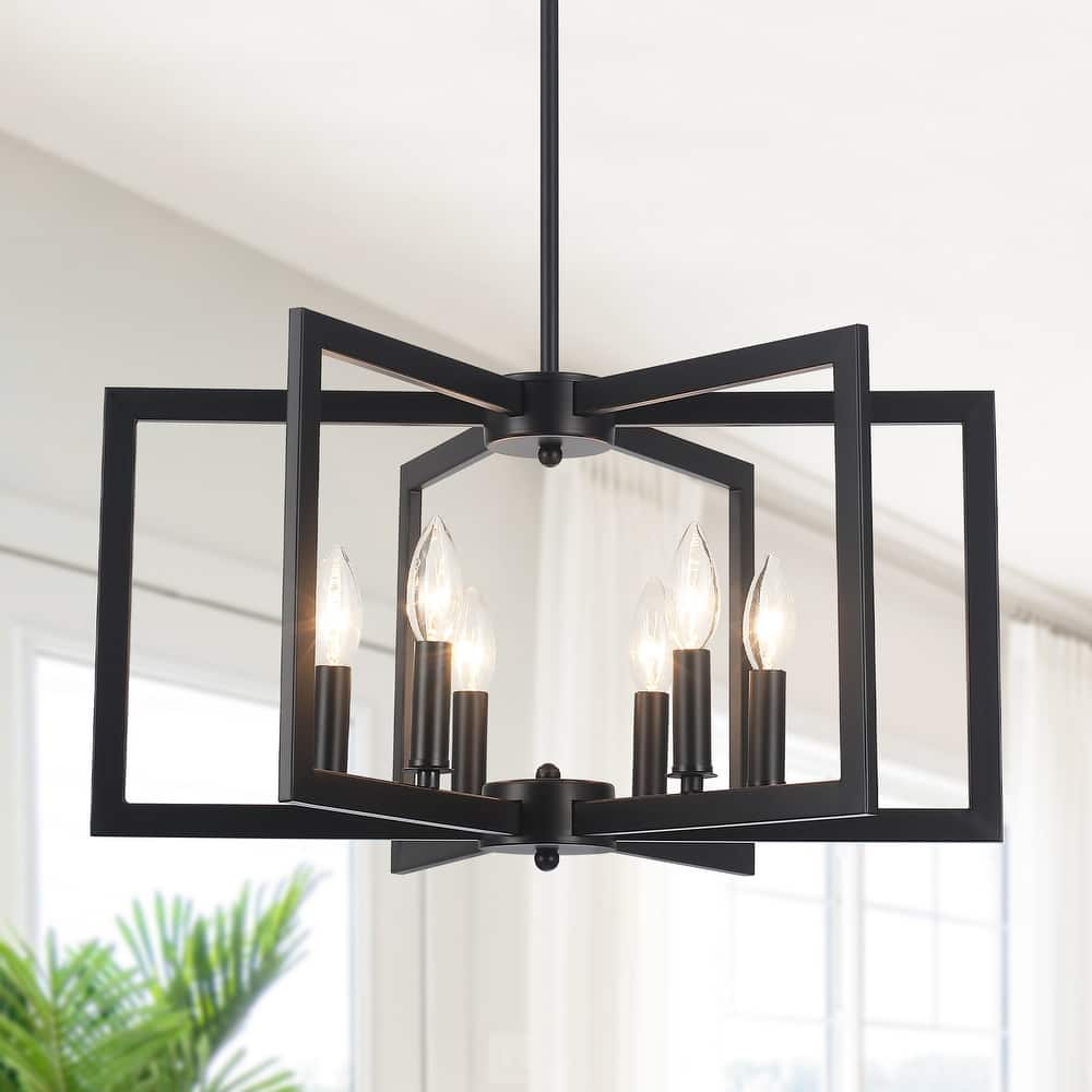6-Light Candlestick Hanging Linear Foyer Chandelier Lighting for Dining Room Kitchen Island