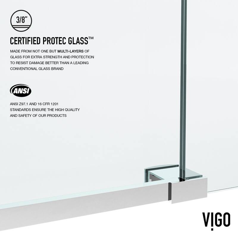 VIGO Elan 56" to 60" W x 74" H Frameless Sliding Shower Door