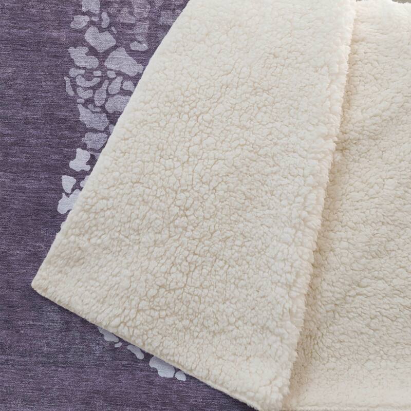 Premium Machine Washable Modern Mosaic Sherpa Throw Blanket