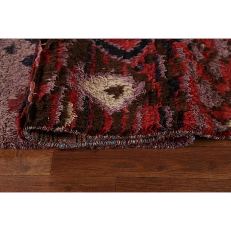 Plush Purple Moroccan Abstract Area Rug Hand-Knotted Wool Carpet - 9'1"x 12'11"