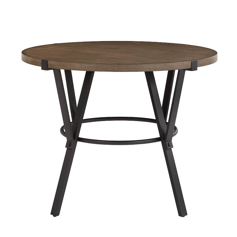 Bacalar Black Finish Metal Round Counter Height Table by iNSPIRE Q Modern - Brown