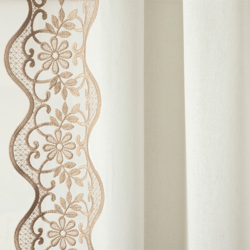 Lush Decor Scalloped Edge Lace Border Window Panel Single 52x84 - 84" x 52"