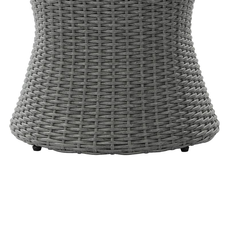 Christopher Knight Home - Modern Outdoor Wicker Side Table with 17.5" Round Acacia Wood Top