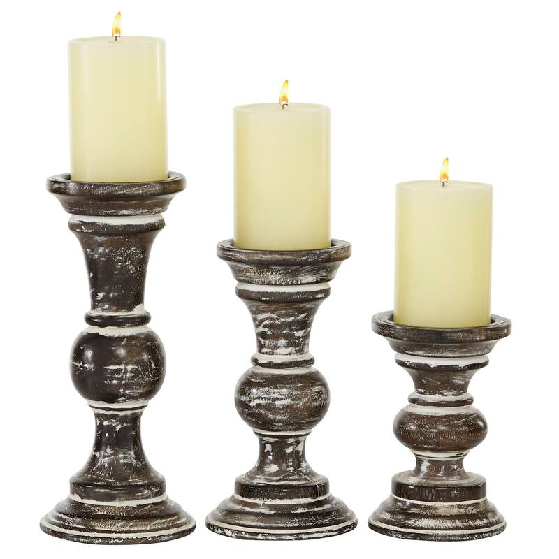 Wood Country Cottage Candle Holder (Set of 3)