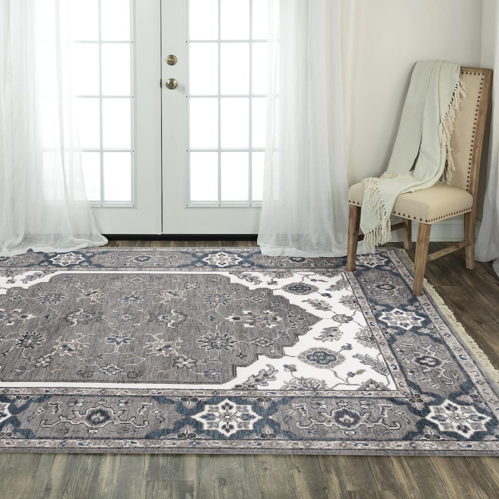 Alora Decor Greek Transitional Medallion Wool Area Rug