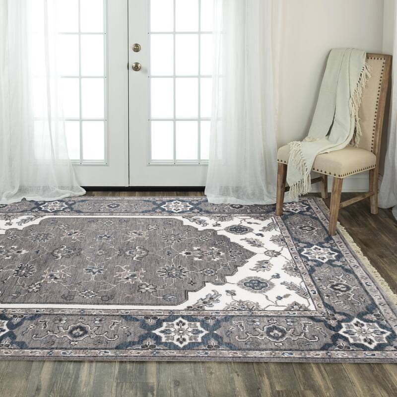 Alora Decor Greek Transitional Medallion Wool Area Rug