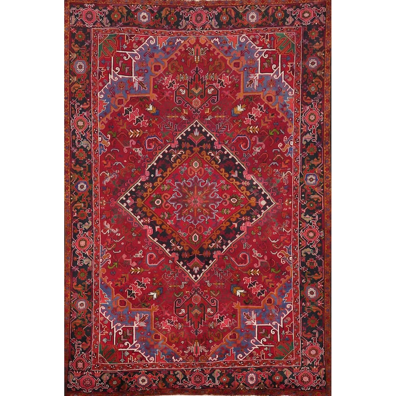 Hand Knotted Oriental 100% Wool Carpet Traditional Medallion Red Heriz Area Rug - 11' 3'' X 8' 5''
