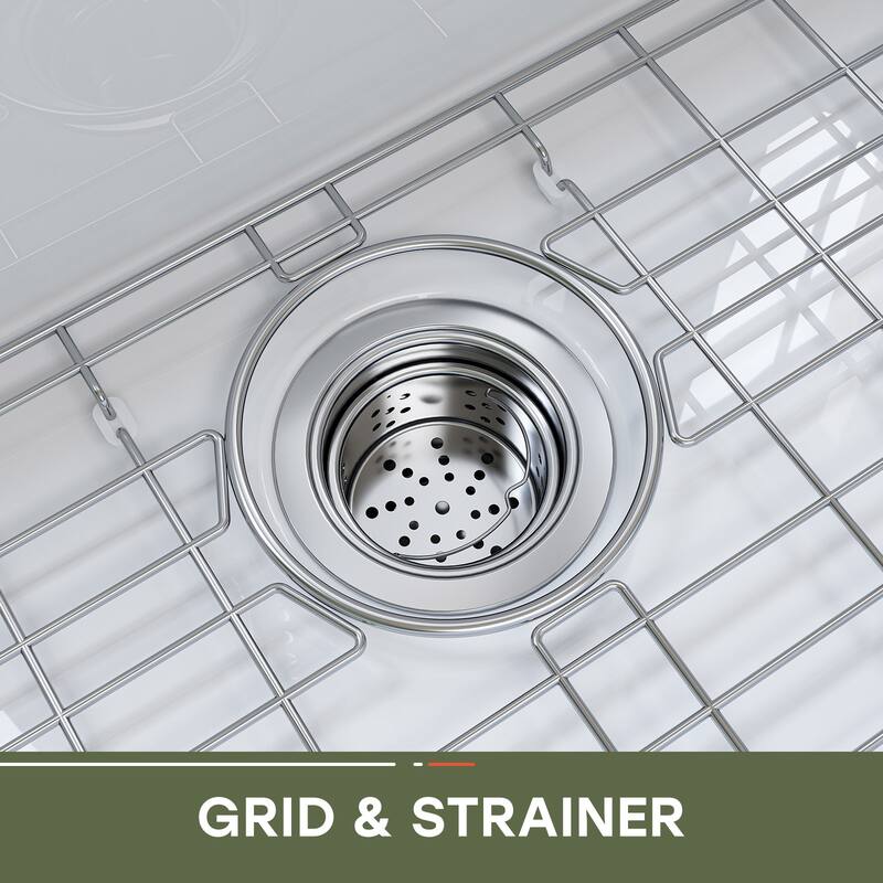 HOROW 30 in. Drop-In Single Bowl White Ceramic Kitchen Sink Standard and Bottom Grid, Drain Assembly, Cutting Board