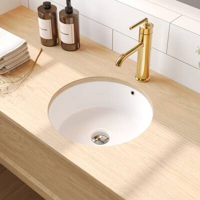 DeerValley 16" x 16" White Ceramic Round Undermount Bathroom Sink with Overflow