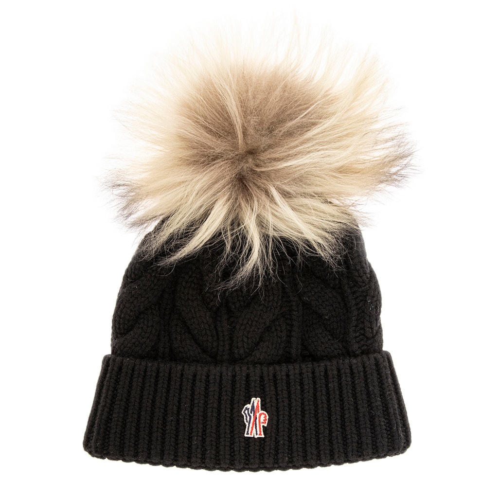 Moncler Grenoble Cable Knit Beanie with Pom Pom