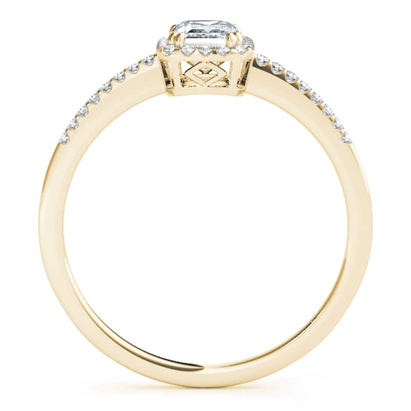 Auriya 14k Yellow Gold Lab Grown Emerald Diamond Halo Engagement Ring 0.50 to 5.00 ct. tw. (F-G VS)