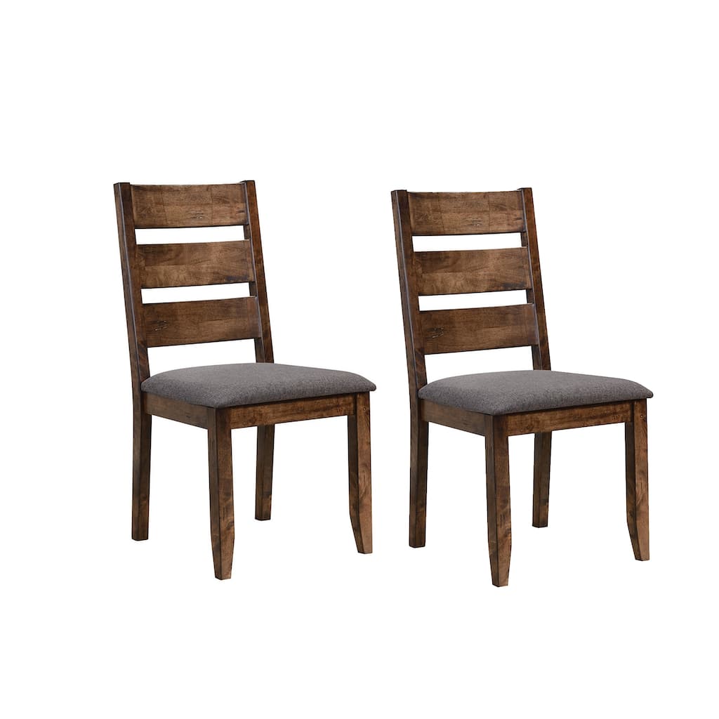 Wooden Ladder Back Dining Chair, Gray & Brown, Set of 2 - 38 H x 20 W x 22.75 L Inches