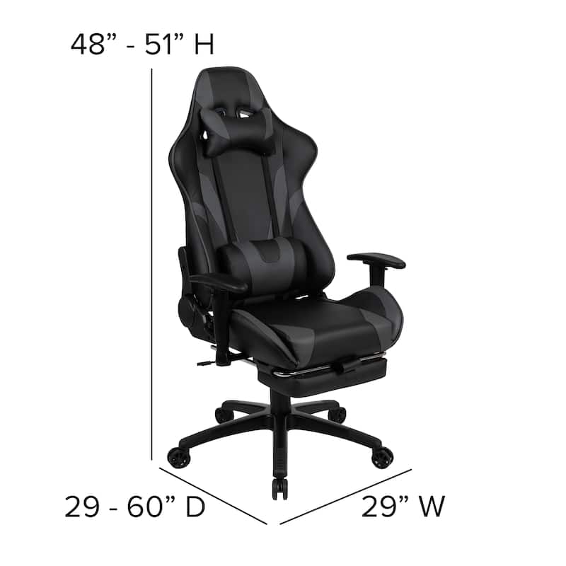 Gaming Desk Set - Cup/Headset Holder/Reclining & Footrest