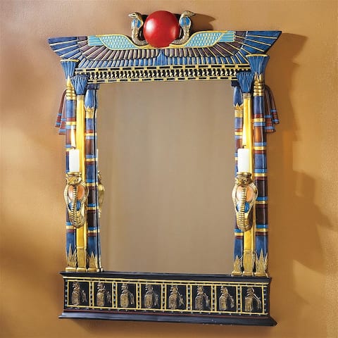 Design Toscano Wadjet Egyptian Wall Mirror with Cobra Sconces