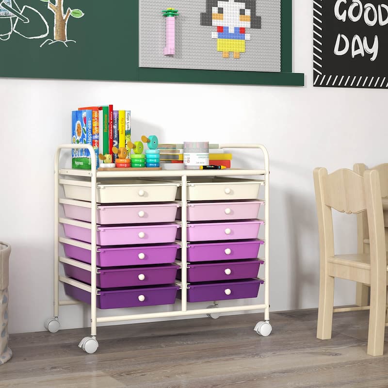 Costway 12 Drawers Rolling Cart Storage Scrapbook Paper Studio - See Details