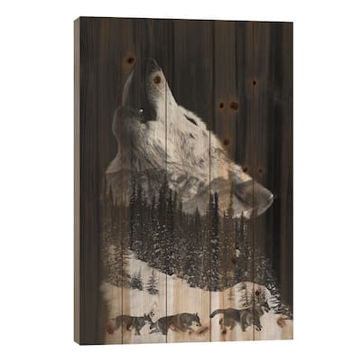 Wolfpack Print On Wood by Andreas Lie - Multi-Color