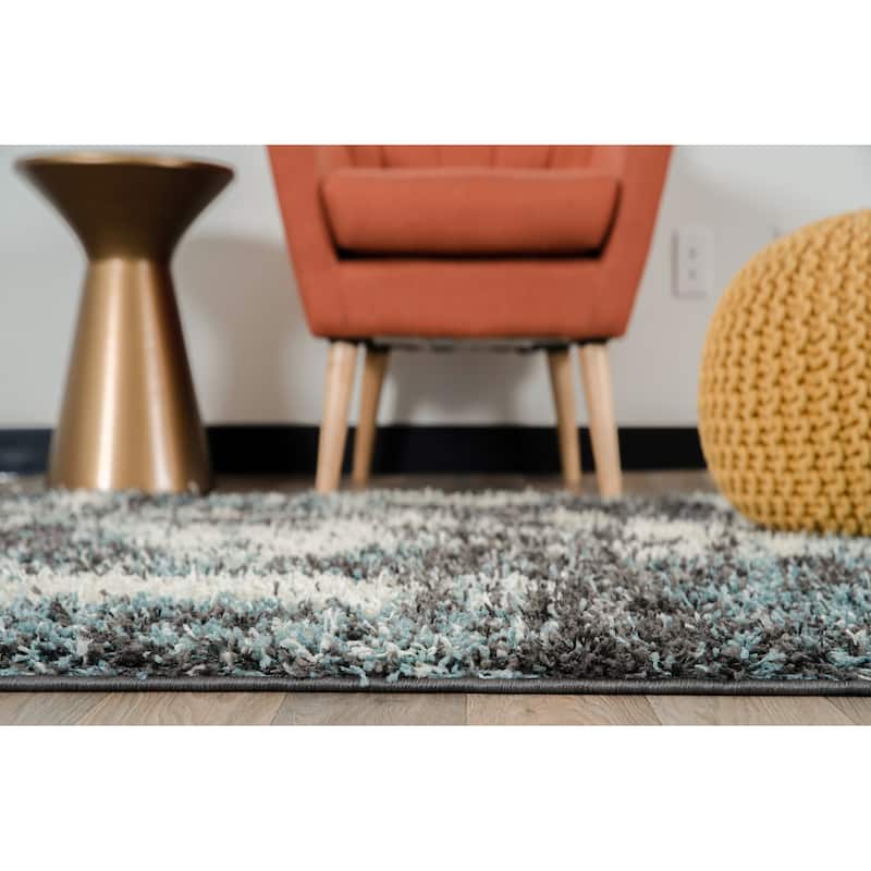 World Rug Gallery Modern Abstract Soft Plush Shag Area Rug