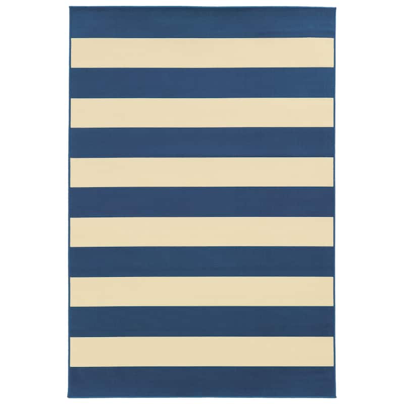 Vista Home Sonderso Indoor/ Outdoor Stripe Area Rug - 2'5" x 4'5" - Navy Blue/Ivory