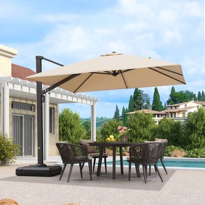 PURPLE LEAF Patio Offset Umbrella with 360-degree Rotation Cantilever Umbrella