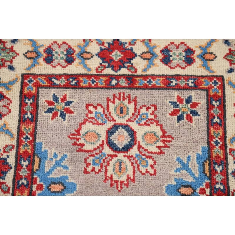 Gray Kazak Oriental Foyer Rug Hand-Knotted Wool Carpet - 2'1" x 3'1"