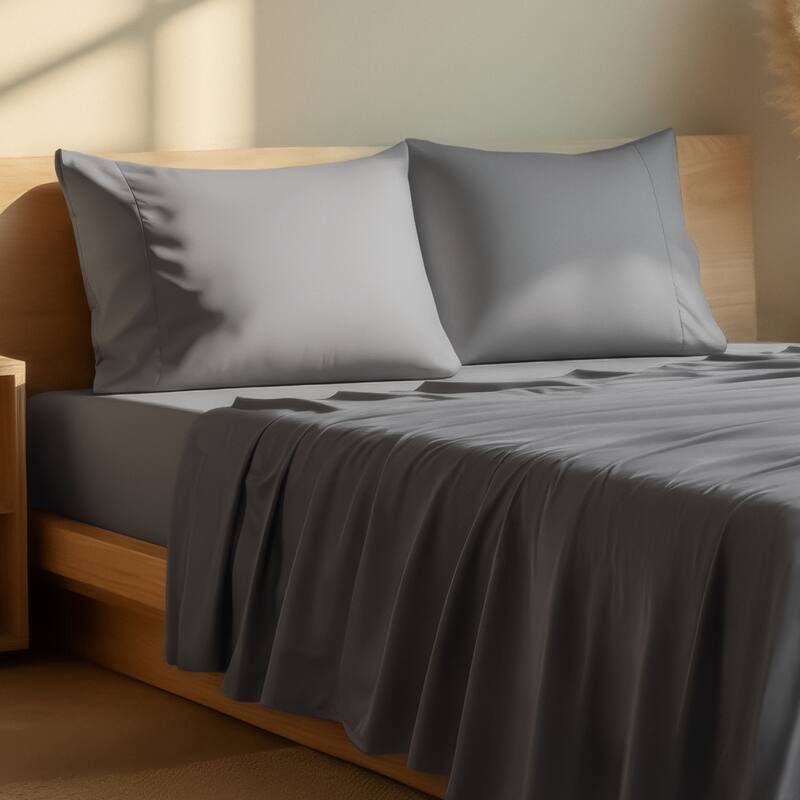 Bare Home Microfiber Sheet Set with Envelope Pillowcases - Full XL - Grey
