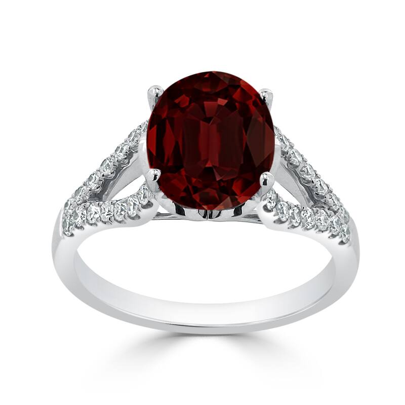 Auriya 3 1/3ct Fancy Oval Garnet and Diamond Engagement Ring 1/3cttw 14k Gold