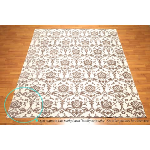 Hand Knotted Ivory,Brown Oriental Rug Wool Traditional Oriental Area Rug (8x10) - 8' x 10'
