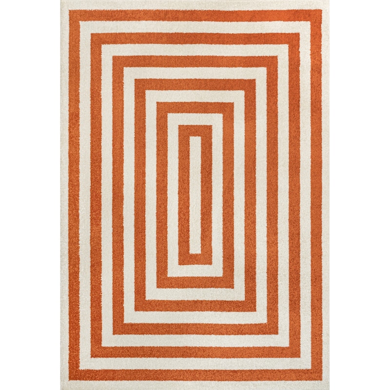 JONATHAN Y Olivier Modern Classic Mitre Stripe Brown/Ivory Rug - Terracotta/Ivory - 5 X 8