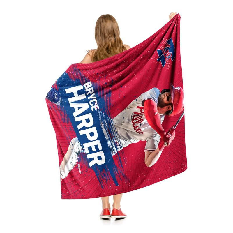 MLB Player Philadelphia Phillies Bryce Harper Silk Touch Sherpa Throw