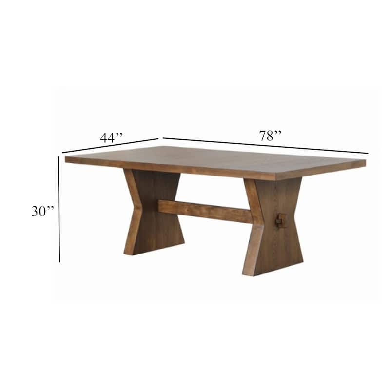 Zivy Dining Table, 78 Inch Modern Farmhouse Hourglass Oak Brown Wood