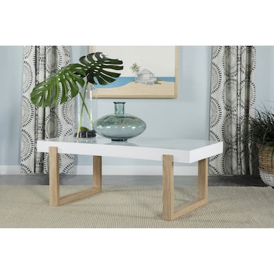 Gwen White High Gloss and Natural Coffee Table