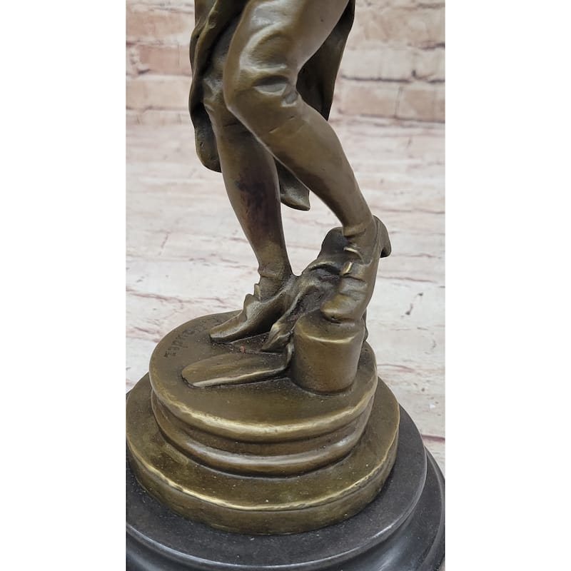 Lulli Enfant After Adrien Étienne Gaudez Bronze Statue Sculpture Violinist 15 Inches X 5 Inches