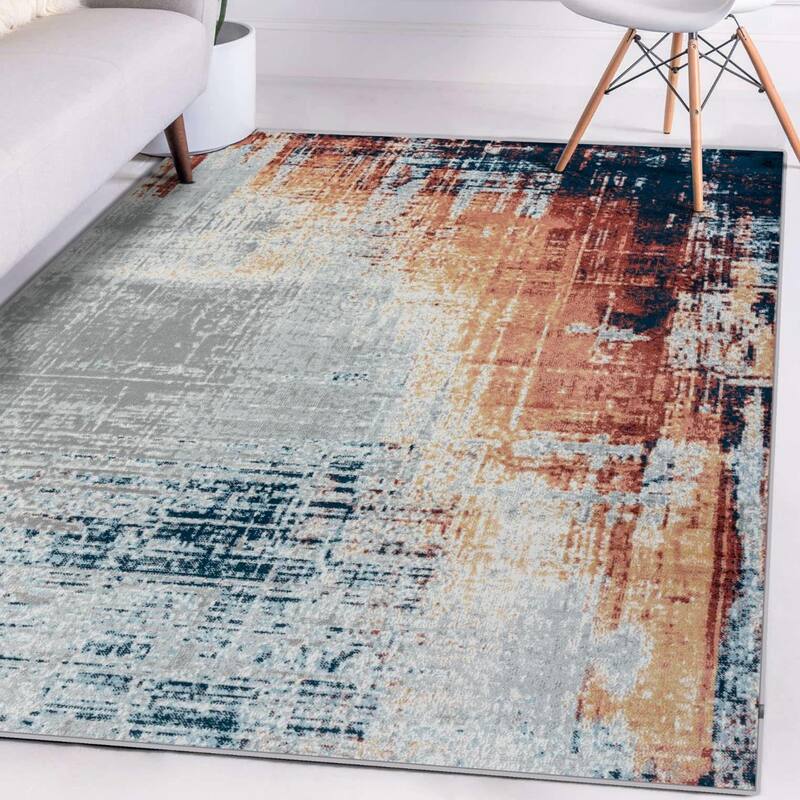Luxe Weavers Modern Crosshatch Pattern Distressed Abstract Area Rug Carpet - 8' x 10' - Multi