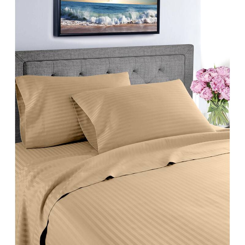 1800 Super Soft & Wrinkle Free Stripe Sheet Set with BONUS Pillowcase