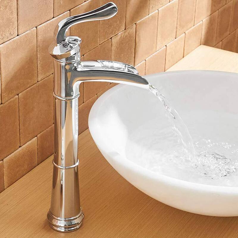 Waterfall Bathroom Vessel Sink Faucet With Drain Assembly Modern Single Hole Bathroom Vessel Faucets Single Handle Mixer Taps