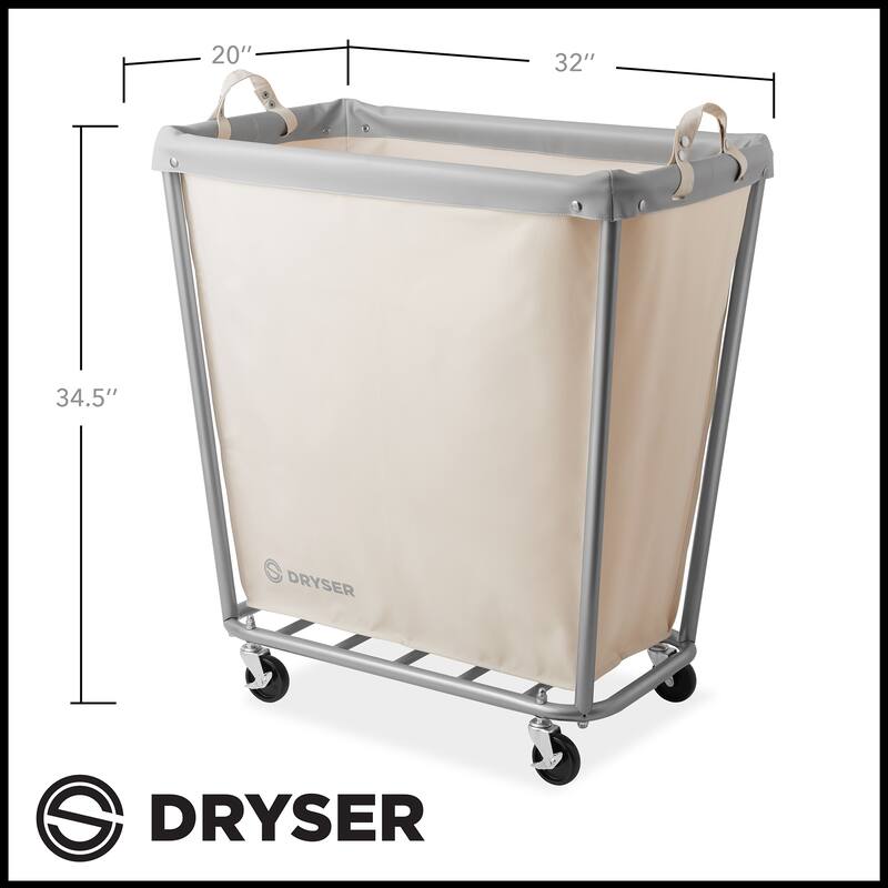 Commercial Large Rolling Canvas Bin Laundry Hamper on Wheels White