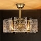 preview thumbnail 2 of 12, 23.2 in. 4-Light Modern Gold Drum Ceiling Fan with Textured Glass Shade - 23.23 in. W x 7.87 in. H