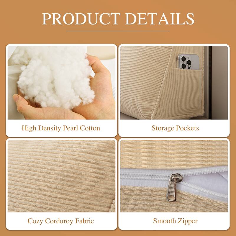 Polyester Headboard Throw Bed Rest Back Support Reading Pillow