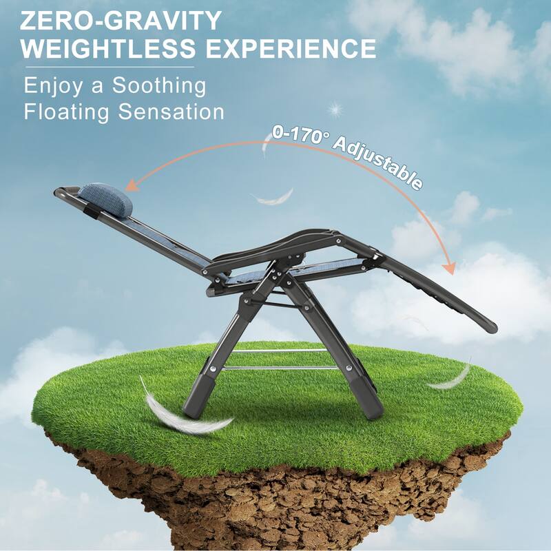 DoCred Zero Gravity Chair Lawn Lounger Chair with Pillow 2pcs