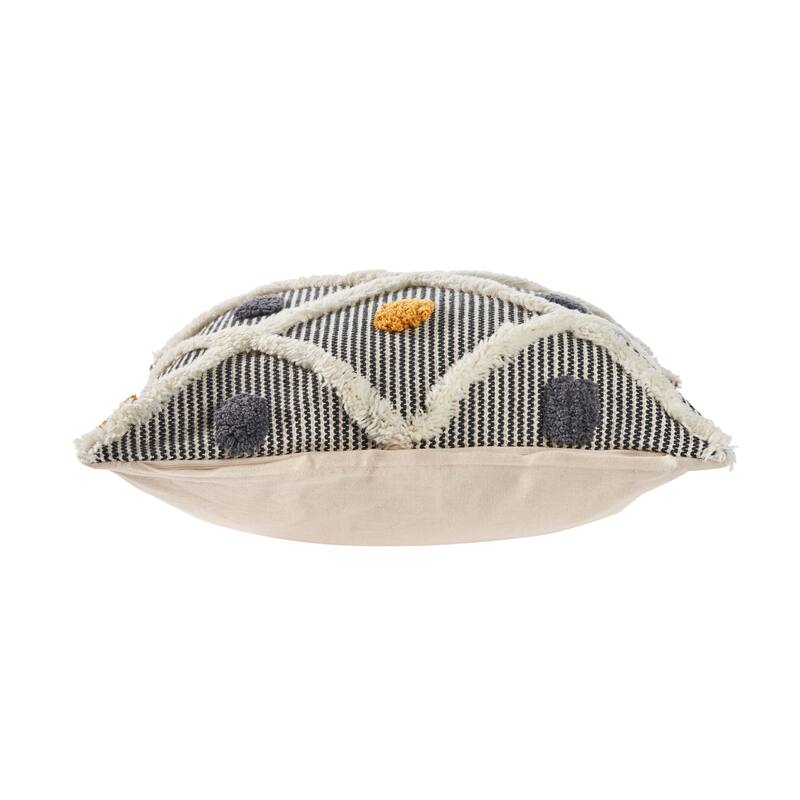 Sevita Luxe Black/Yellow Striped Cotton Wool Blend Throw Pillow, Set of 2