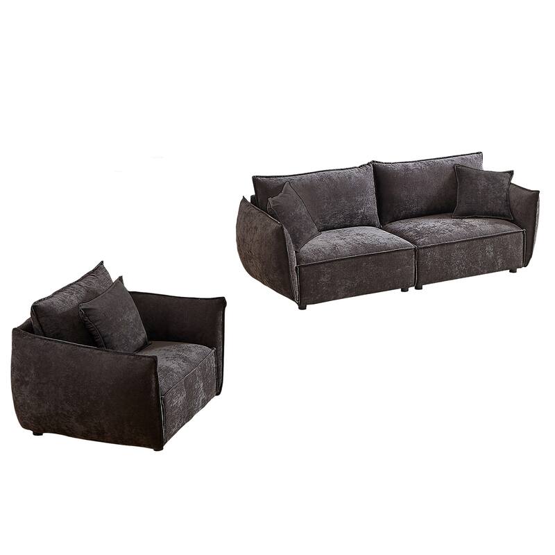 88" Modern Chenille Sofa with Extra 2 Pillows for Living Room