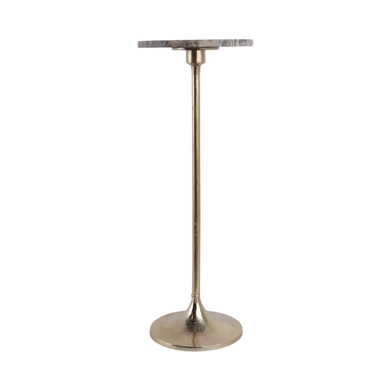 Metal Base Marble Top Modern Glam Accent Table Round Silhouette
