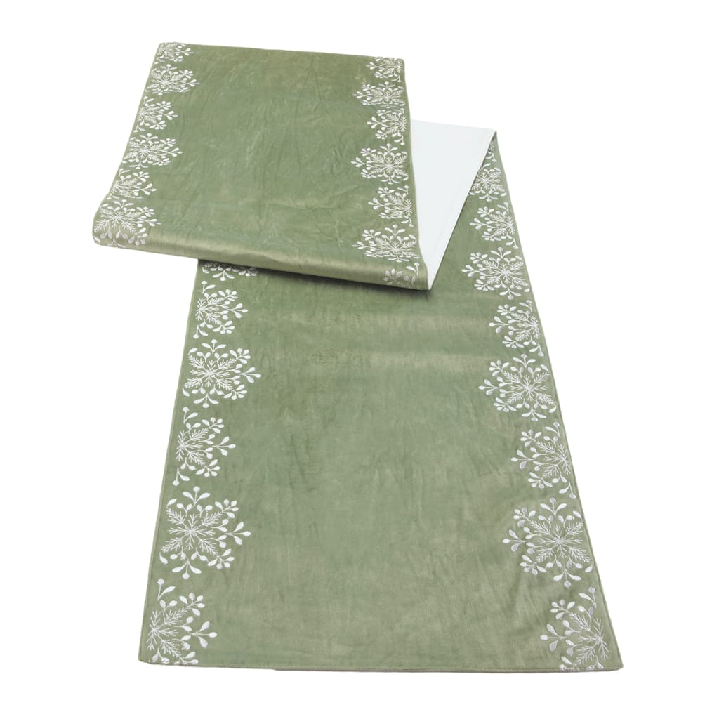 Sage Snowflake Table Runner 72"L