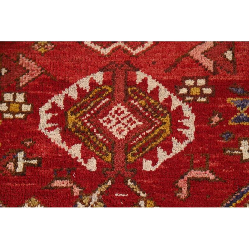 Handmade Vegetable Dye Heriz Persian Vintage Runner Rug - 3'6"x 10'8"