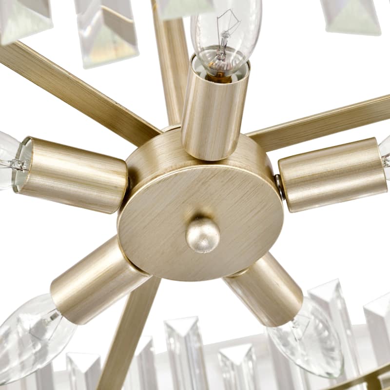 Casandra Brushed Silver-ish Champagne Drum Crystal Prism Flush Mount - 18.5 inches in diameter x 16 inches H