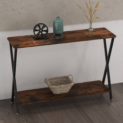 33.5" Narrow Sofa Table with Storage Shelf