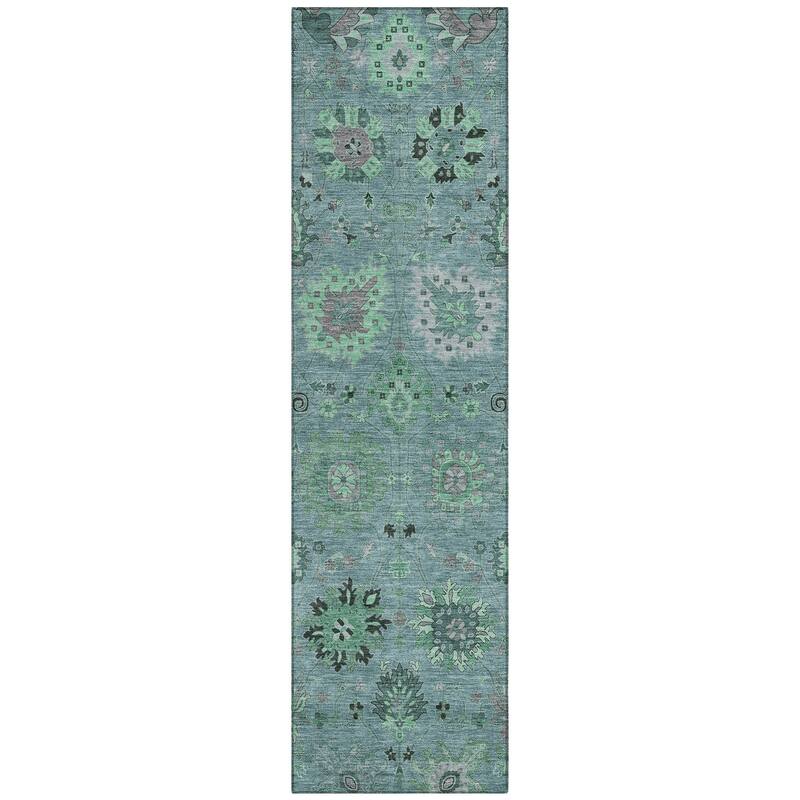 Machine Washable Indoor/ Outdoor Vintage Traditional Chantille Rug