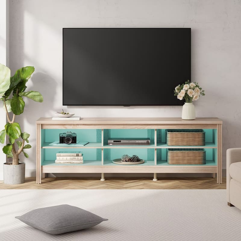 TV Stand for 75 Inch TV, Wood Entertainment Center with Storage, 70"