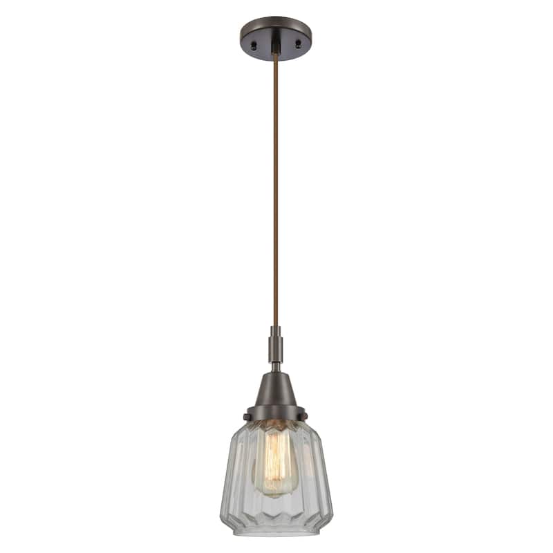 Innovations Lighting Downtown Urban - Caden Chatham - 1 Light 7" Cord Hung Mini Pendant - Clear Shade/Oil Rubbed Bronze