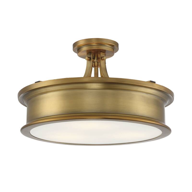 Savoy House Watkins 3 Light 16" Wide Semi-Flush Drum Ceiling Fixture